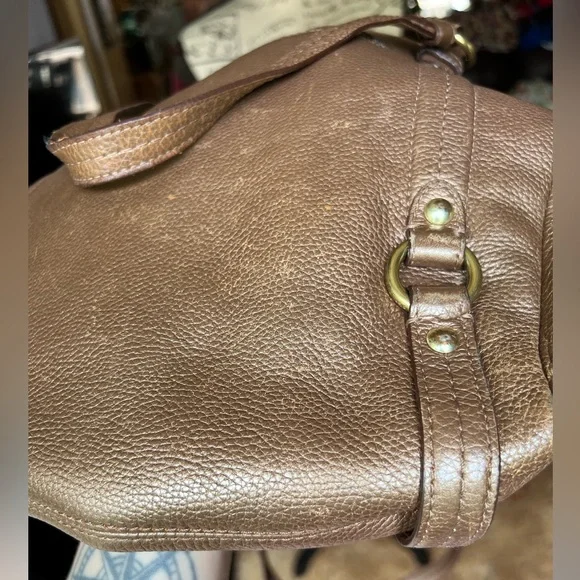 Coach Alexandra F17566 Bronze Pebbled Leather Large Tote Shoulder Bag Brass. - Picture 14 of 17